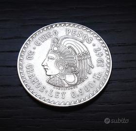 ARGENTO _ Moneta 5 pesos MESSICO 1947 1948 _ 30 gr