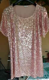 T-shirt Oltre paillettes rosa cipria XL 