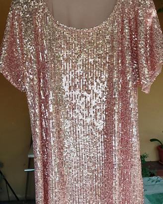 T-shirt Oltre paillettes rosa cipria XL 
