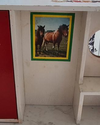 Armadio + specchiera bambola Barbie anni 80, legno