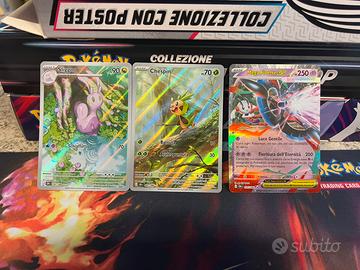 Set 3 carte Pokémon: 2 illustrazioni rare + 1 ex