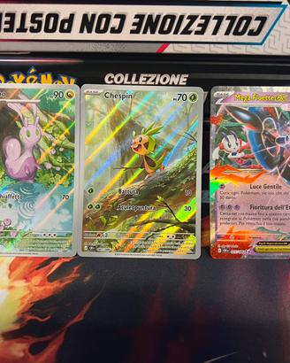 Set 3 carte Pokémon: 2 illustrazioni rare + 1 ex