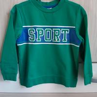 Felpa verde garzata scritta Sport bambino 4 anni