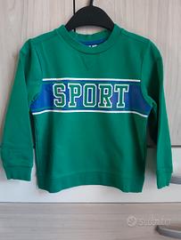 Felpa verde garzata scritta Sport bambino 4 anni