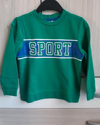 Felpa verde garzata scritta Sport bambino 4 anni