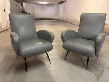 Poltrone Zoncada anni 50 60 grigie