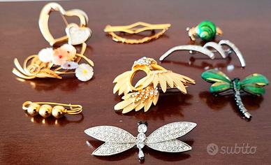 Lotto 9 spille vintage e moderne con strass