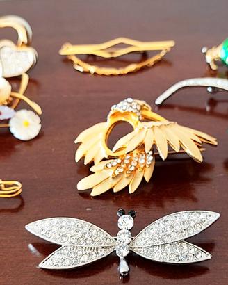 Lotto 9 spille vintage e moderne con strass