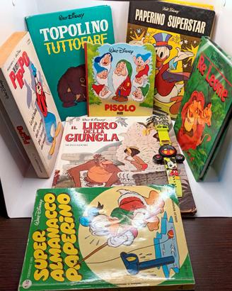 DISNEY fumetti cartonati 1°edz. e orologio topolin