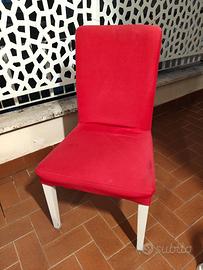 Sedia Ikea Bergmund Struttura Bianca Fodera Rossa