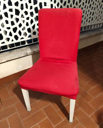 Sedia Ikea Bergmund Struttura Bianca Fodera Rossa
