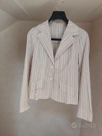 Giacca leggera estiva beige a righine