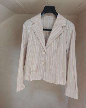 Giacca leggera estiva beige a righine