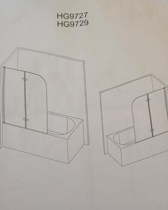 Sportello di vetro per vasca da bagno 