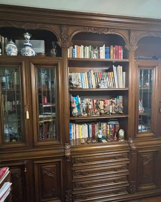 Libreria / Parete attrezzata in legno – Noce scuro