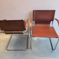 Coppia Sedie Cantilever Bauhaus Cuoio e Acciaio