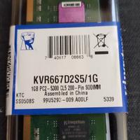 RAM SODIMM Kingston da 1 GB DDR2 PC 667Mhz 2-5300S