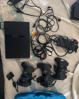 Ps2 slim con 3 controller,memory card e cavi