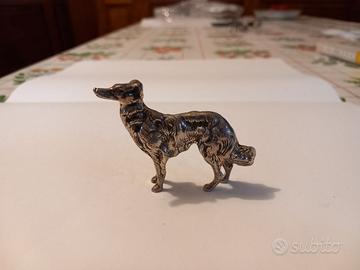 Cane levriero russo Borzoi in miniatura in argento