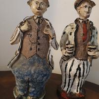 Coppia di statuette vintage in ceramica 