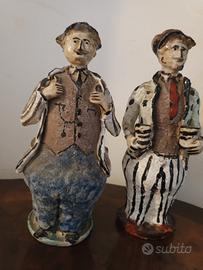 Coppia di statuette vintage in ceramica 