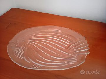 Piatto da portata in vetro pressato decorazione a