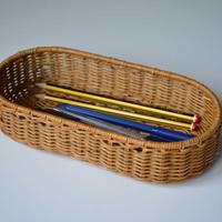 Cestino portaoggetti vimini rattan portapenne svuo