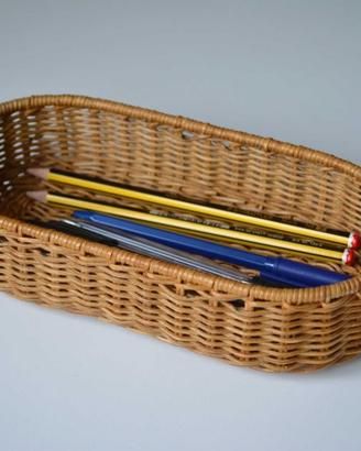 Cestino portaoggetti vimini rattan portapenne svuo