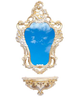 Mensola + specchio stile barocco 75x49 cm vari col