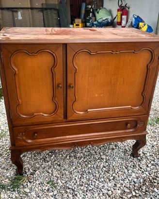 Credenza bassa vintage in legno 2 ante e cassetton