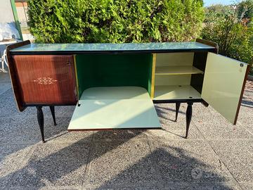 Credenza anni 50 armadietto vintage mogano ottone