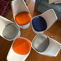 Sedie Tulip anni ’70 vintage – Set 5 pezzi