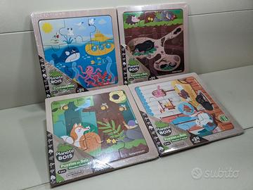 Set 4 Puzzle In Legno Planete Bois 9 Pezzi +24M