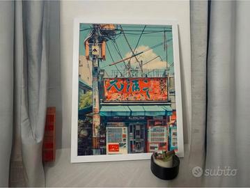 Poster Tokyo street con Cornice –Stile Retro Japan