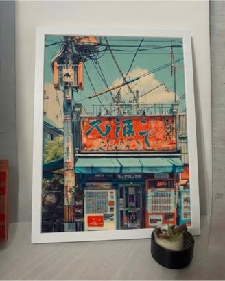 Poster Tokyo street con Cornice –Stile Retro Japan