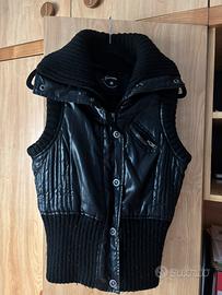 Gilet smanicato donna nero lucido