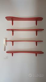 Mensole design rosse ondulate (set 4)