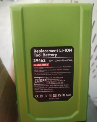Batteria 40V 10Ah NUOVA per Greenworks G-MAX