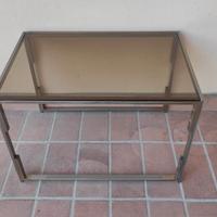 coppia tavolini metallo vetro