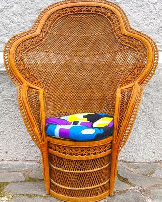 Poltrona Pavone XL Rattan Vimini Vintage 1970