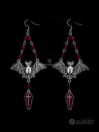 Orecchini Pipistrelli con Bara Rossi e Neri