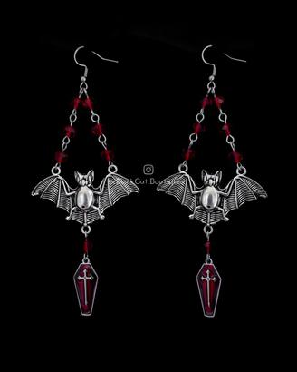 Orecchini Pipistrelli con Bara Rossi e Neri