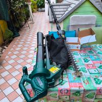 taglia siepe a batteria e soffiatore foglie 