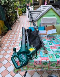 taglia siepe a batteria e soffiatore foglie 