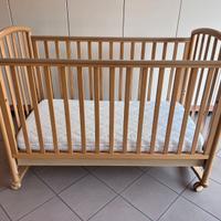 Lettino PALI in legno + materasso + dondolo