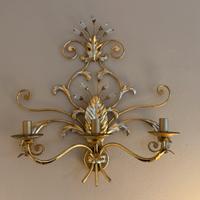 Applique 3 luci oro foglia e argento mecca