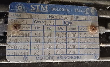 MOTORIDUTTORE 0.75KW 1400rpm 230/400V