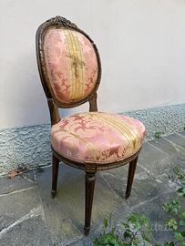 Sedia poltroncina imbottita legno decorato antica