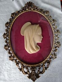 Antica teca in ottone cornice madonna bellini Otti
