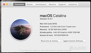 mac mini i7 2,3 16gb ram 500 ssd fine 2012